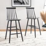 Gray Wood Scandinavian Bar Stools, Set of 2