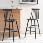 Gray Wood Scandinavian Bar Stools, Set of 2