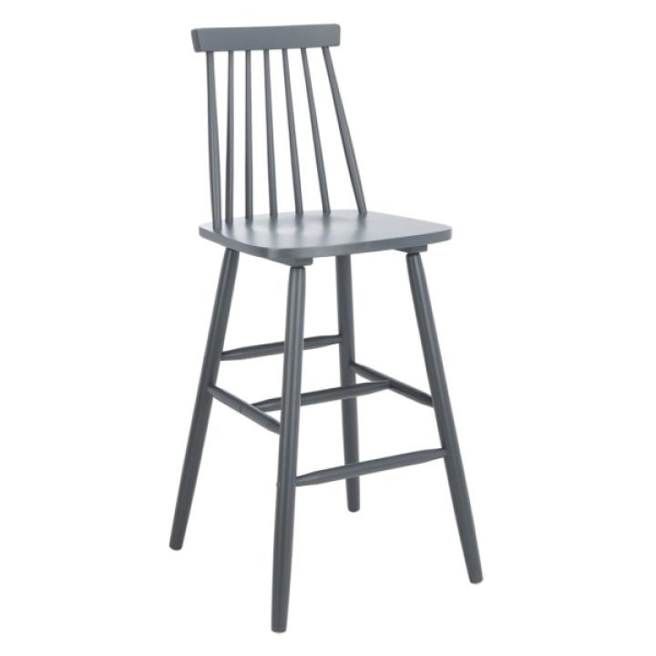 Gray Wood Scandinavian Bar Stools, Set of 2