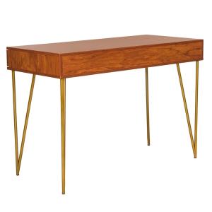 Natural Wood and Gold Mid-Century Desk