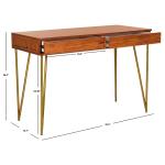 Natural Wood and Gold Mid-Century Desk