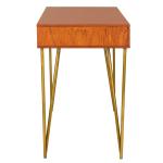 Natural Wood and Gold Mid-Century Desk
