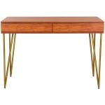 Natural Wood and Gold Mid-Century Desk