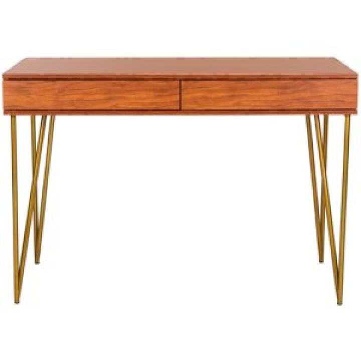 Natural Wood and Gold Mid-Century Desk