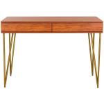 Natural Wood and Gold Mid-Century Desk