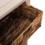 Gray Pine Wood Rattan Drawer Console Table