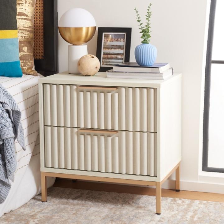 Safavieh Lylia Bleached Ribbed 2-Drawer Nightstand