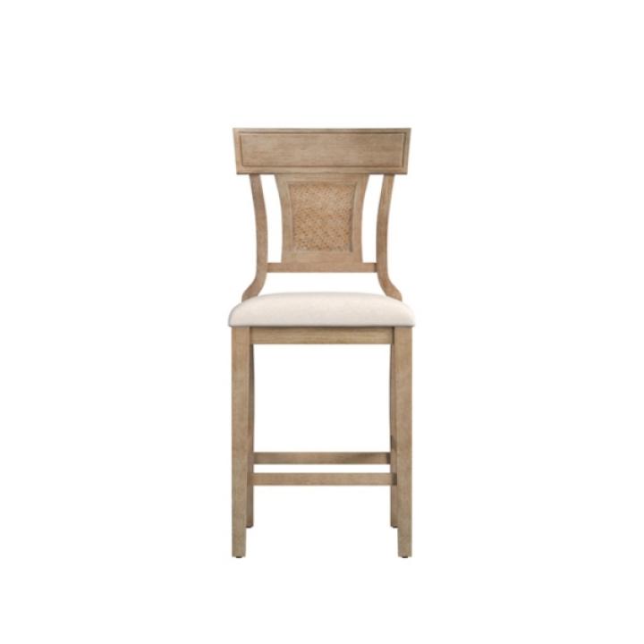 Duncan Upholstered Natural Wood Counter Stool