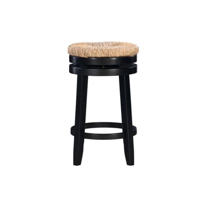 Maya Seagrass Black Swivel Counter Stool