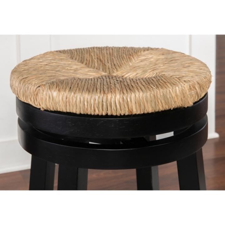 Maya Seagrass Black Swivel Counter Stool