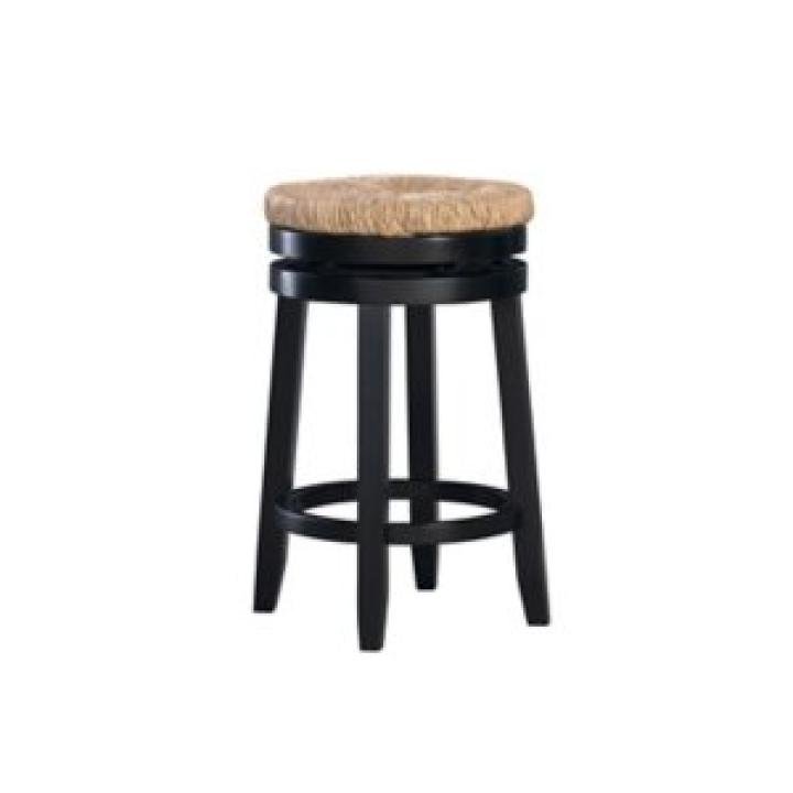 Maya Seagrass Black Swivel Counter Stool