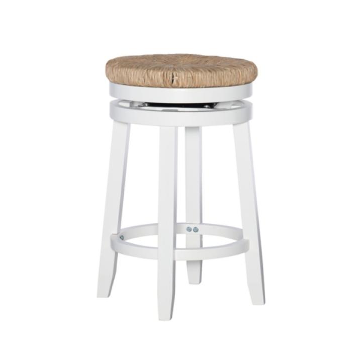 Maya Seagrass White Swivel Counter Stool