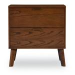 Hudson Walnut Brown Wood 2-Drawer Nightstand