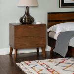 Hudson Walnut Brown Wood 2-Drawer Nightstand