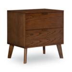 Hudson Walnut Brown Wood 2-Drawer Nightstand