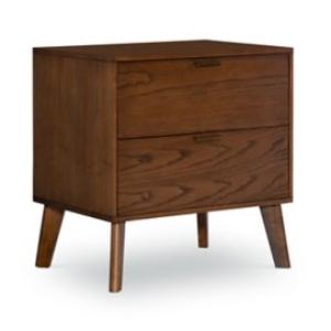 Hudson Walnut Brown Wood 2-Drawer Nightstand
