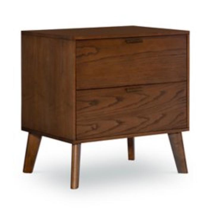 Hudson Walnut Brown Wood 2-Drawer Nightstand