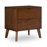 Hudson Walnut Brown Wood 2-Drawer Nightstand