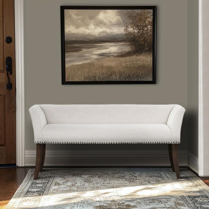 Wellburn Ivory Upholstered Bench
