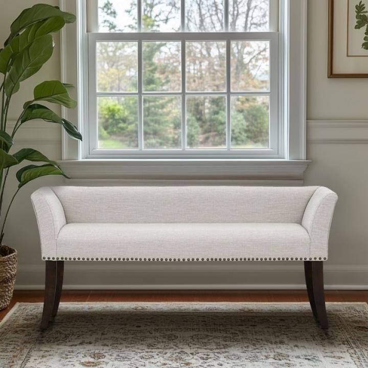 Wellburn Ivory Upholstered Bench