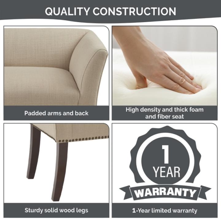 Wellburn Ivory Upholstered Bench