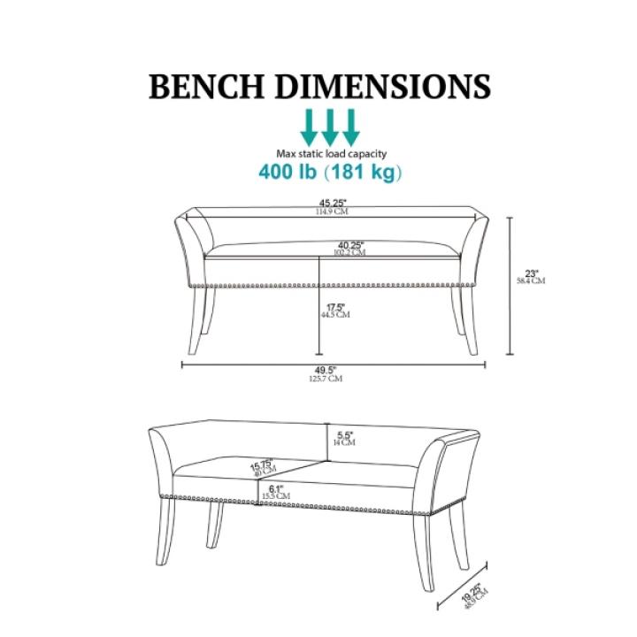 Wellburn Ivory Upholstered Bench