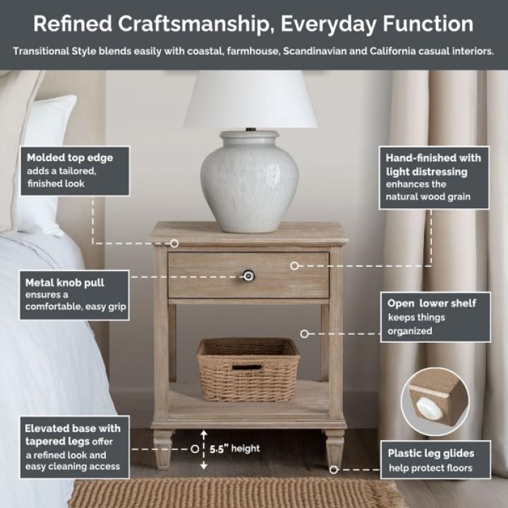 Ivory Victoria Wood Nightstand