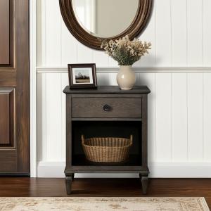 French Brown Wood Victoria Nightstand