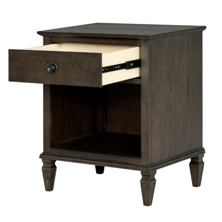 French Brown Wood Victoria Nightstand
