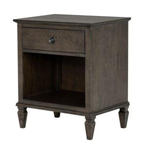 French Brown Wood Victoria Nightstand