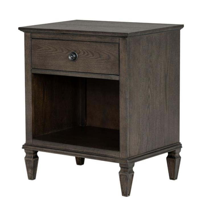 French Brown Wood Victoria Nightstand
