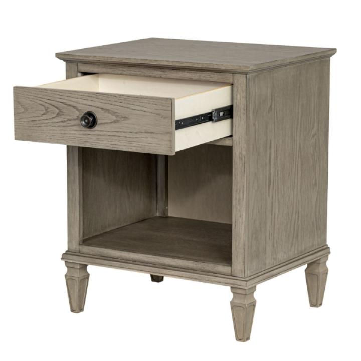 French Gray Wood Victoria Nightstand