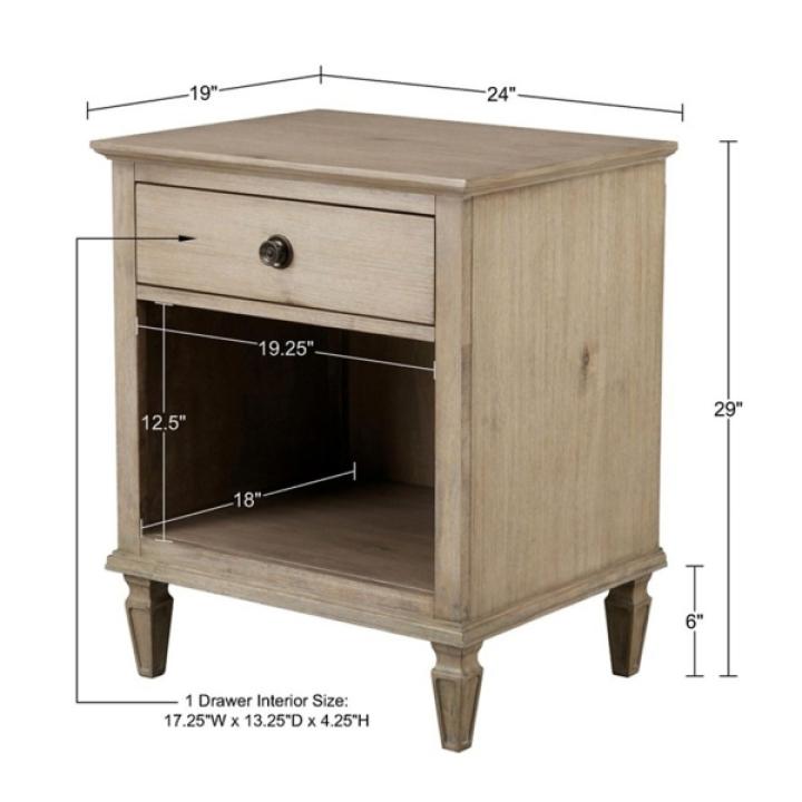 French Gray Wood Victoria Nightstand