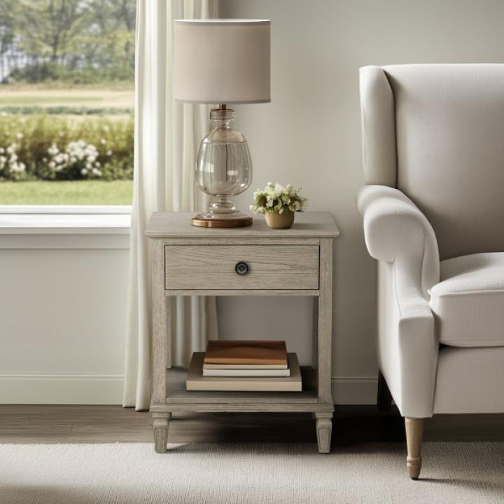 Gray Victoria Wood Nightstand