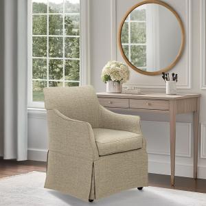 Tan London Skirted Dining Chair with Casters