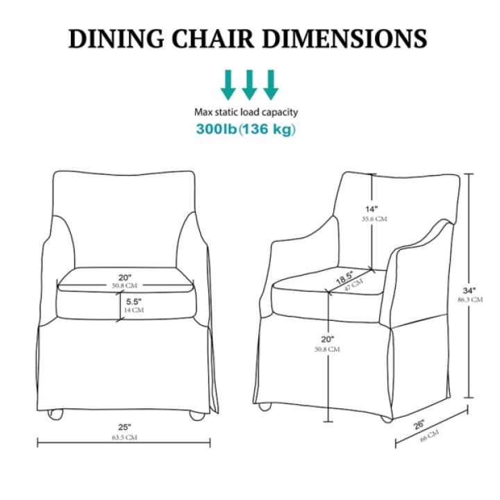 Tan London Skirted Dining Chair with Casters