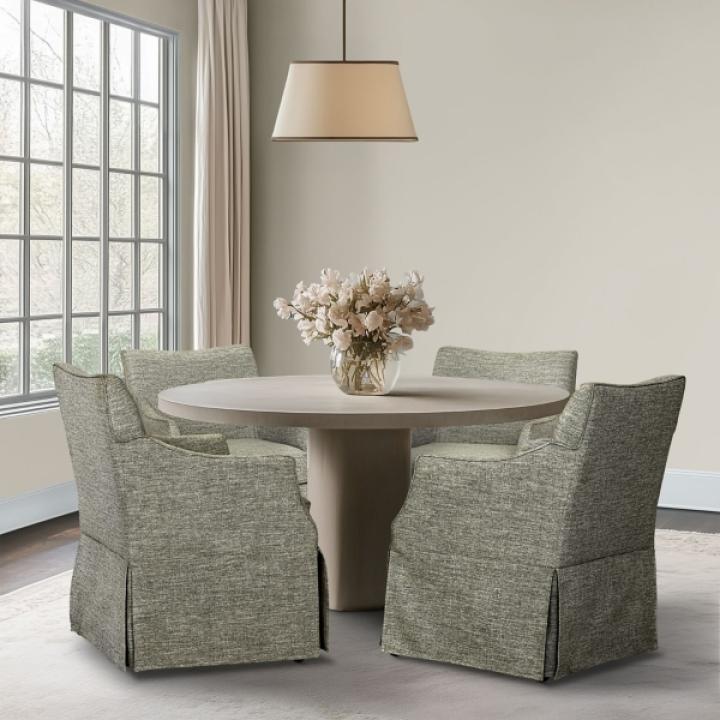 Gray London Skirted Dining Chair with Casters