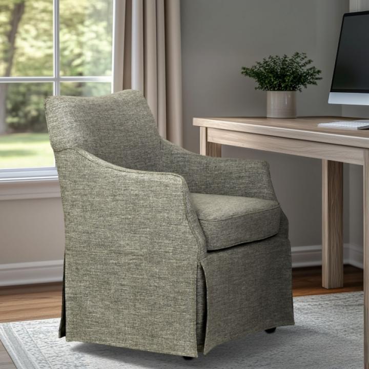 Gray London Skirted Dining Chair with Casters