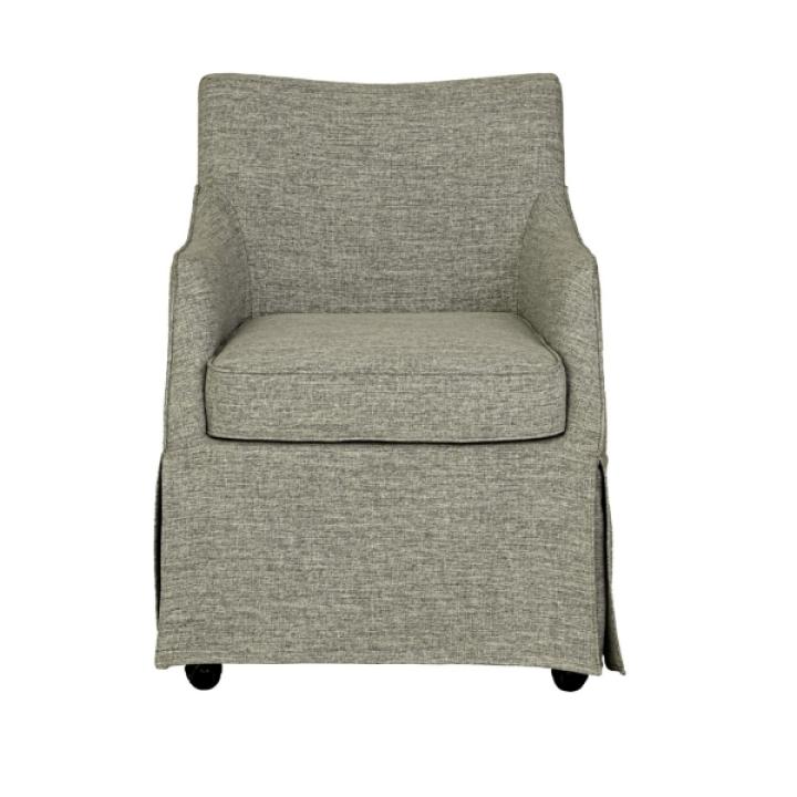 Gray London Skirted Dining Chair with Casters