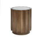 Ortega Round Wood Accent Table with Glass Top