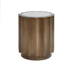 Ortega Round Wood Accent Table with Glass Top