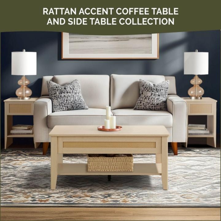 Lennox Natural Rattan Lift-Top Coffee Table
