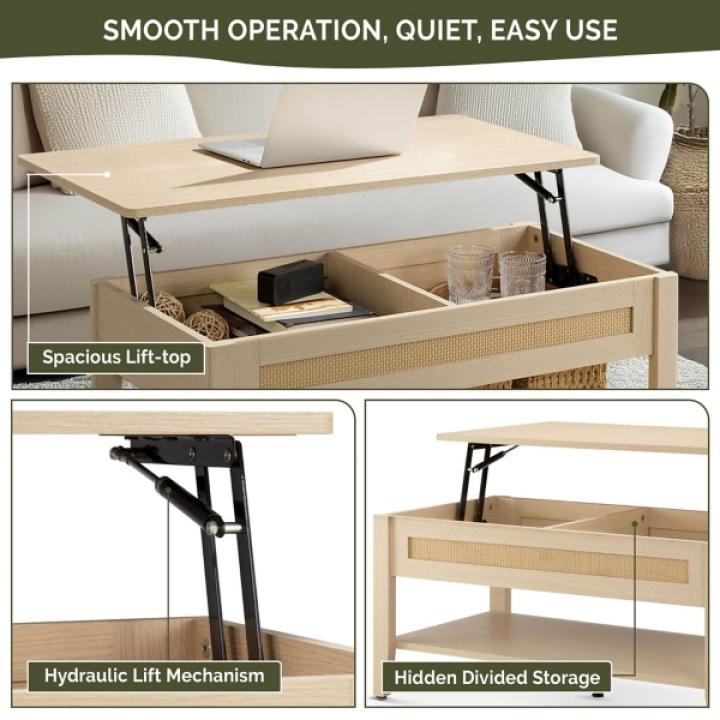 Lennox Natural Rattan Lift-Top Coffee Table