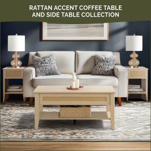 Lennox Natural Rattan Charging End Table