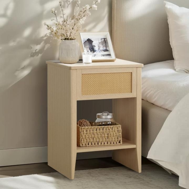 Lennox Natural Rattan Charging End Table