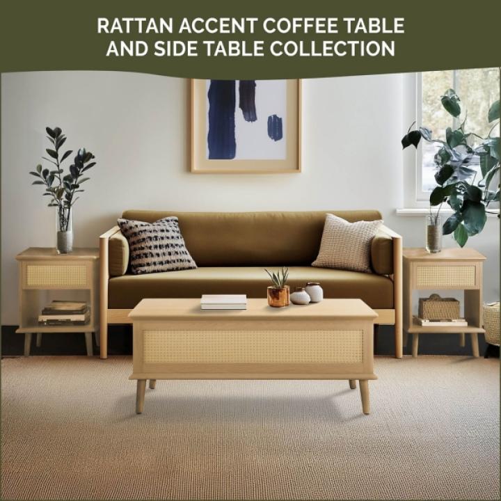 Teagan Natural Rattan Lift-Top Coffee Table