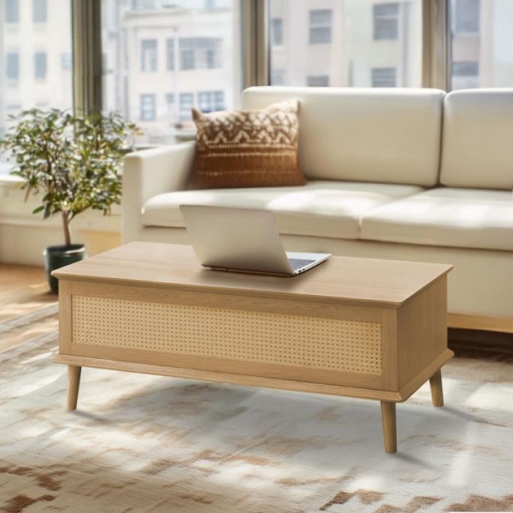 Teagan Natural Rattan Lift-Top Coffee Table
