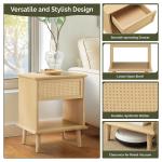 Teagan Natural Rattan Charging End Table