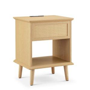 Teagan Natural Rattan Charging End Table