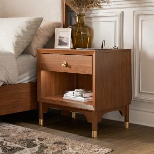 Forma Walnut Charging Nightstand with LED Light